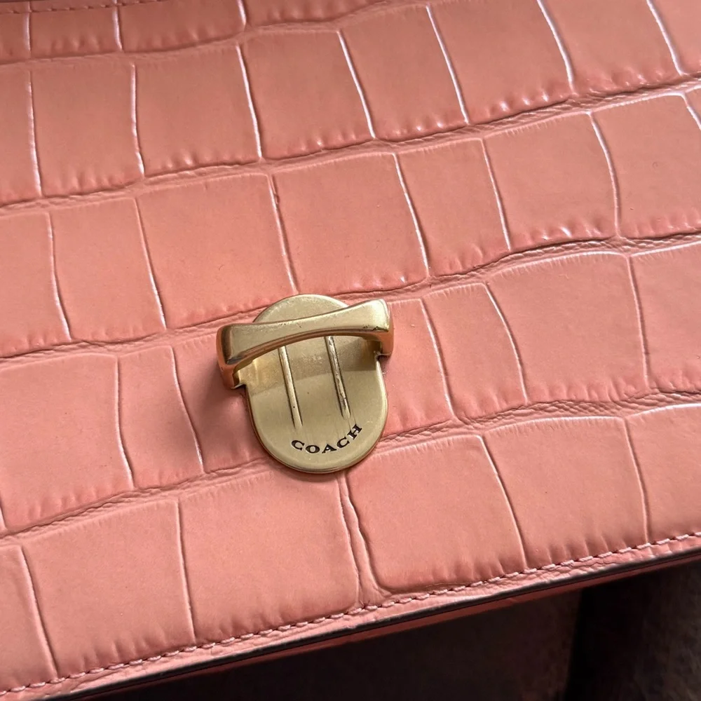 Coach Studio Shoulder Bag in Coral with Brass Hardware
